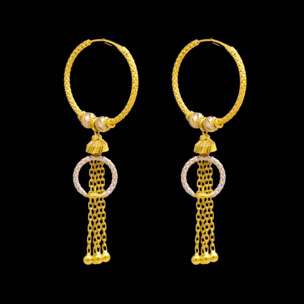 22K Gold Stud Drop Earrings - SW26592
